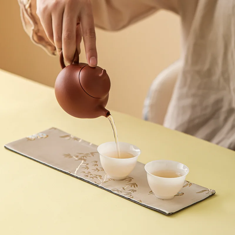 Double-sided Tea Mat Zen Waterproof Table Runner Cloth for One Person Tea Ceremony Gongfu Tea Set Chinese Style Room Table Decor