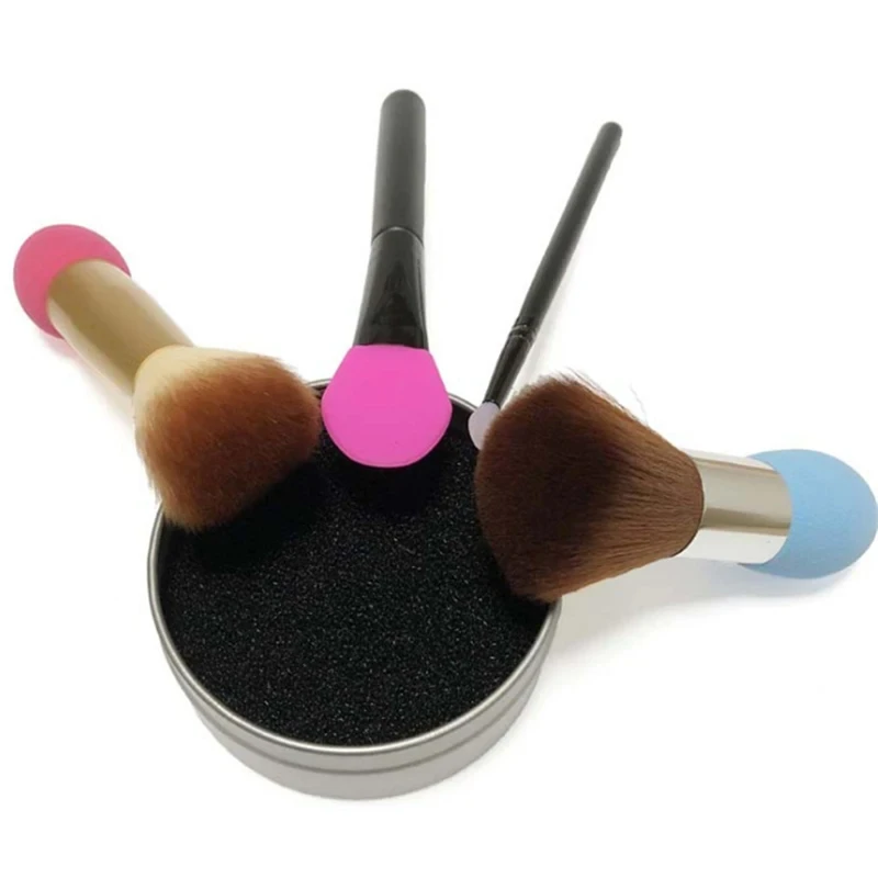 Custom Logo Makeup Brush Cleaner Sponge Remover Color Off Make Up Brushes Cleaning Mat Box Powder Brush Washing Clean Kits DIY