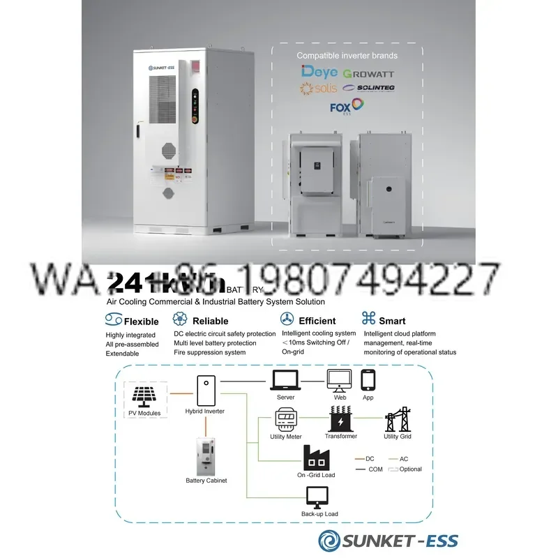 for Sunket 241KWH Lithium Ion Battery Energy Storage System Solar Power Bank with IP54 Protection and CAN Communication
