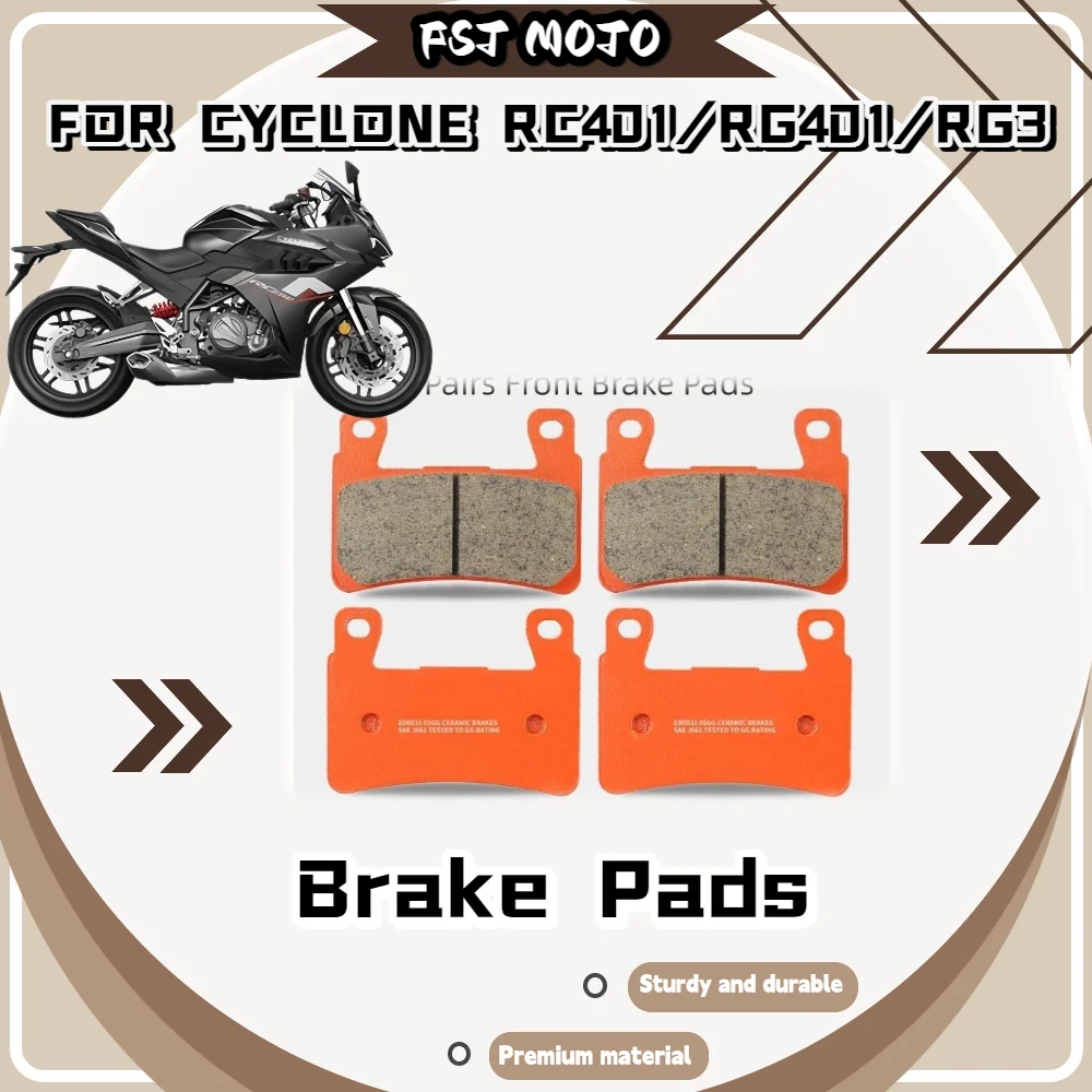 For CYCLONE RC401/RG401/RG3 Ceramic Super Alloy Brake Pads Polished Surface Smooth Stable Vibration-Free Motorcycle Braking