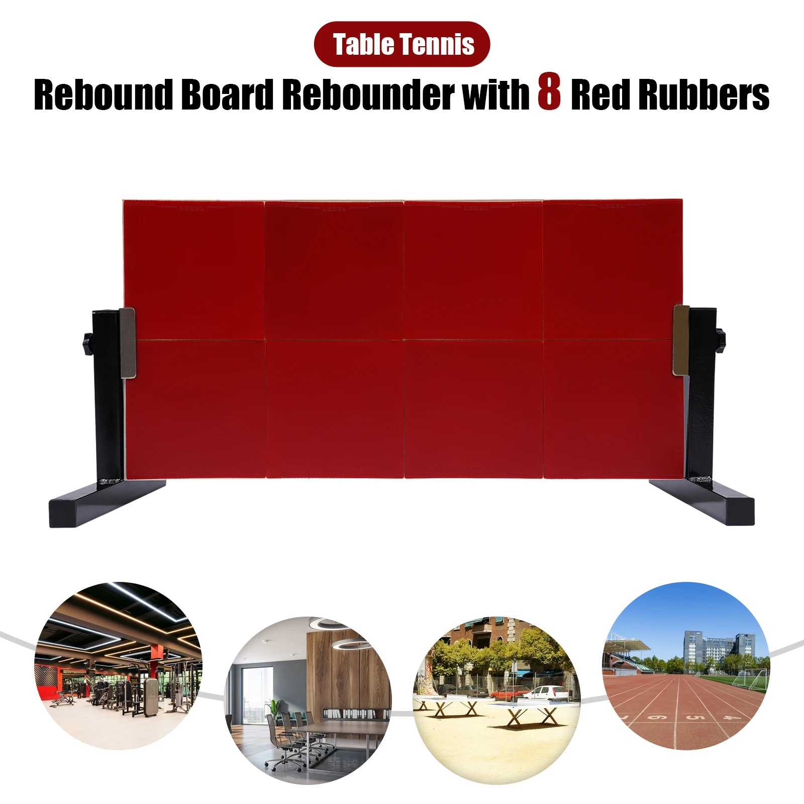 Table Tennis Rebound Board Rebounder with 8Red Rubbers Generation Pingpong Return Board Self Training Equipment Galvanized Frame