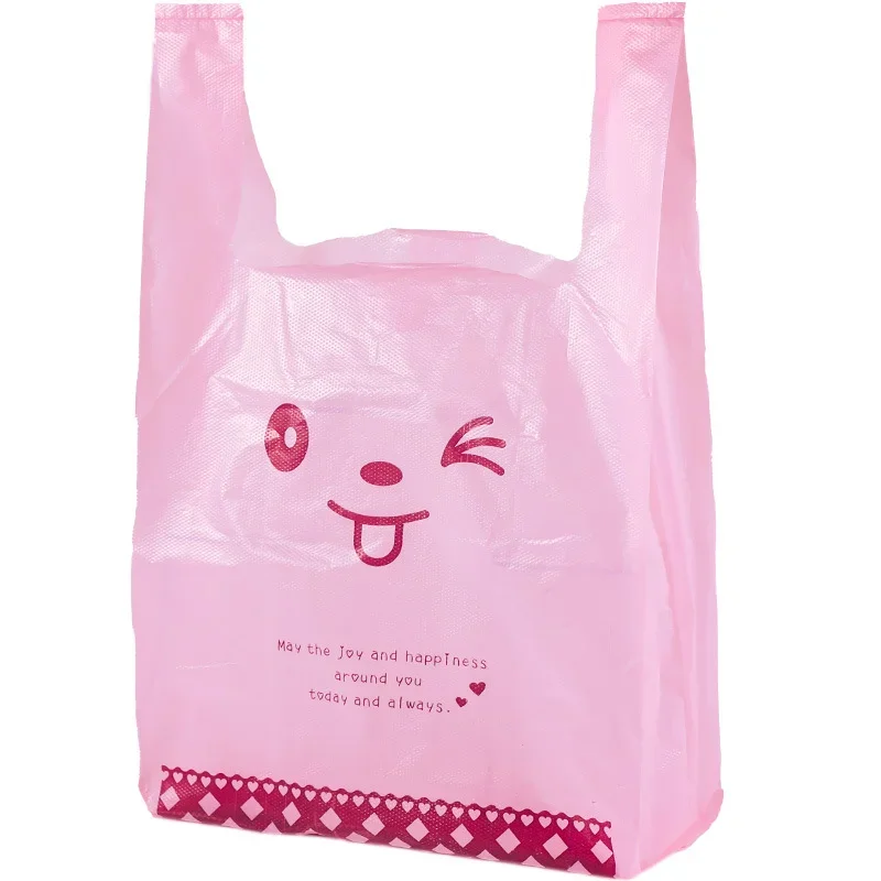 Strawberry T-Shirt Bags Plastic Shopping Bags Restaurant Bag T-Shirt Plastic Fruits Bags Reusable and Disposable