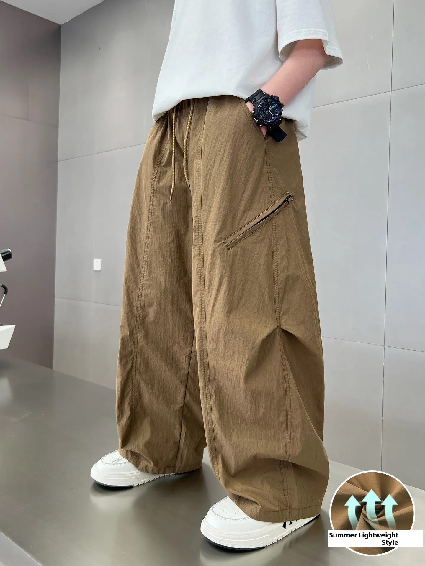 男の子用夏用薄手ワークウェアパンツ-カジュアル防蚊長ズボン-2026年新作-通気性抜群-快適ストレートレッグ