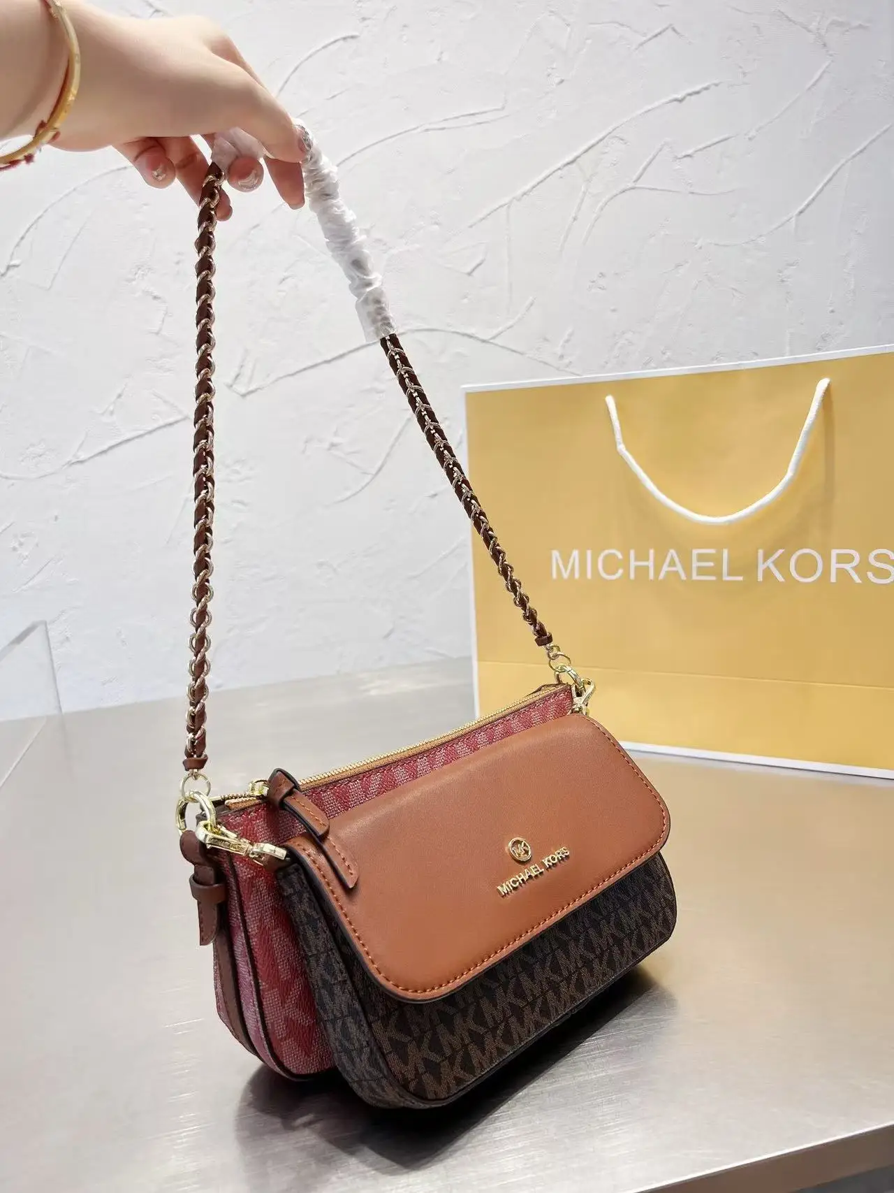 Brand New Michael Kors Ole Jet Set Women's Large PVC Shoulder and Crossbody Bag, High-Quality Crescent Bag