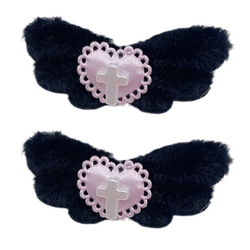 القوطية الصليب القلب الملاك الجناح مشبك شعر إكسسوارات الشعر جماليات Y2k Hairgrip