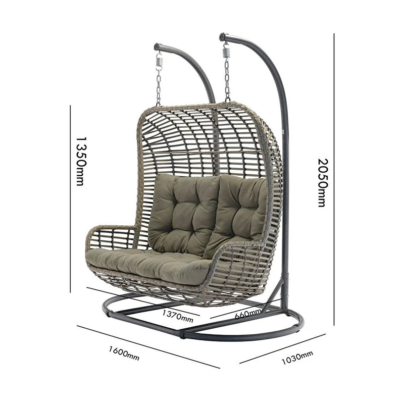 Wholesale Outdoor Garden Furniture Glider Swing Stand Double Racks Wicker Egg Chair