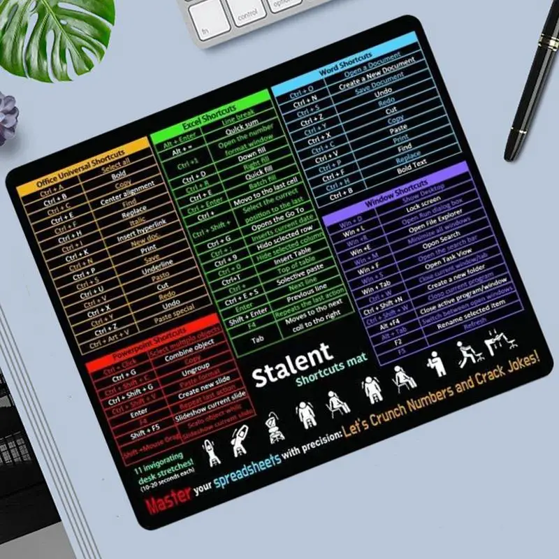 단축키 마우스 패드 무선 마우스용 노트북 마우스 패드 작업 연구 게임 엔터테인먼트를 위한 민감한 컴퓨터 데스크탑 마우스 패드