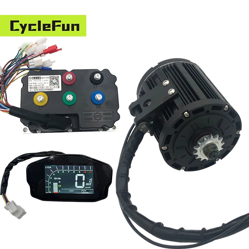 

QS138 Rated 4000W 90H 72V Peak 13KW 110KPH Mid-Drive Motor Sprocket Belt Hall Type with ND72530 and DKD Display