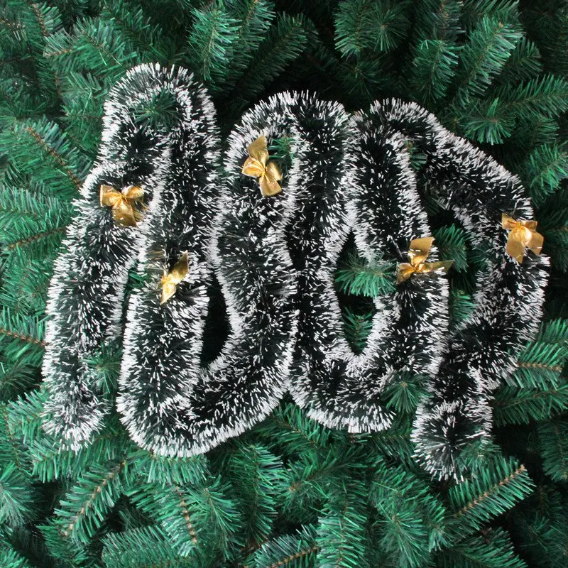 

2M Christmas Eve Decoration Bar Tops Ribbon Garland Christmas Tree Kitchen Ornaments Party Decoration Prop-Golden Y