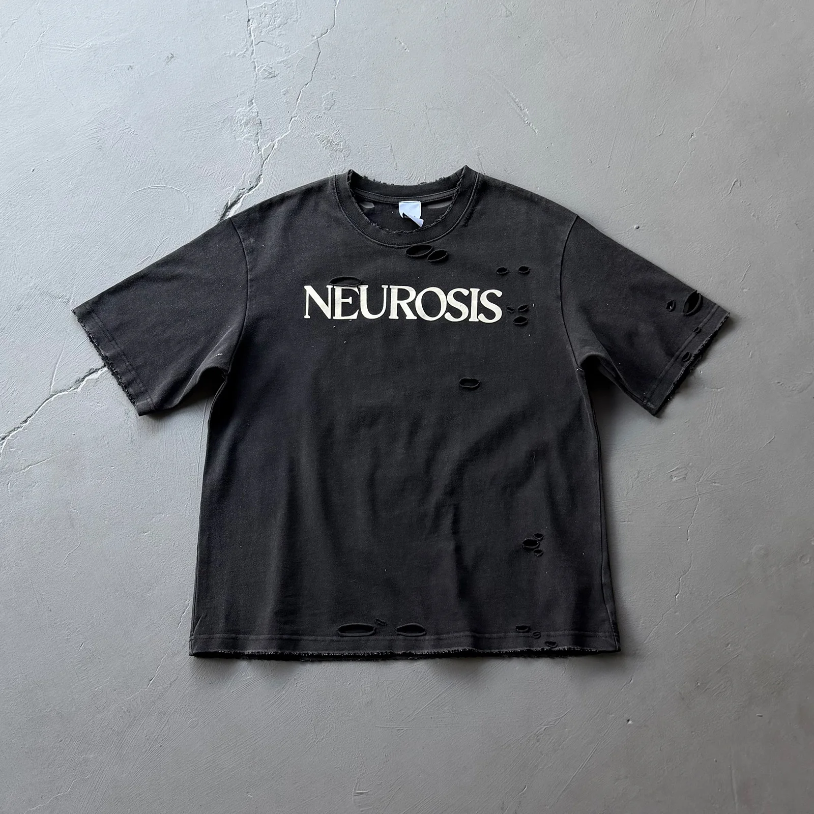 

Protocol index project g/r 26FW vintage washed distressed English slogan short-sleeved t-shirt