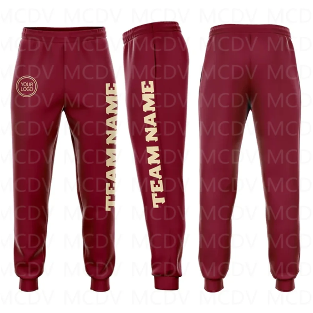 Custom Crimson Gold Fleece Jogger Sweatpants  3D Printed Casual Unisex Jogging Trousers Loose Sports Pants