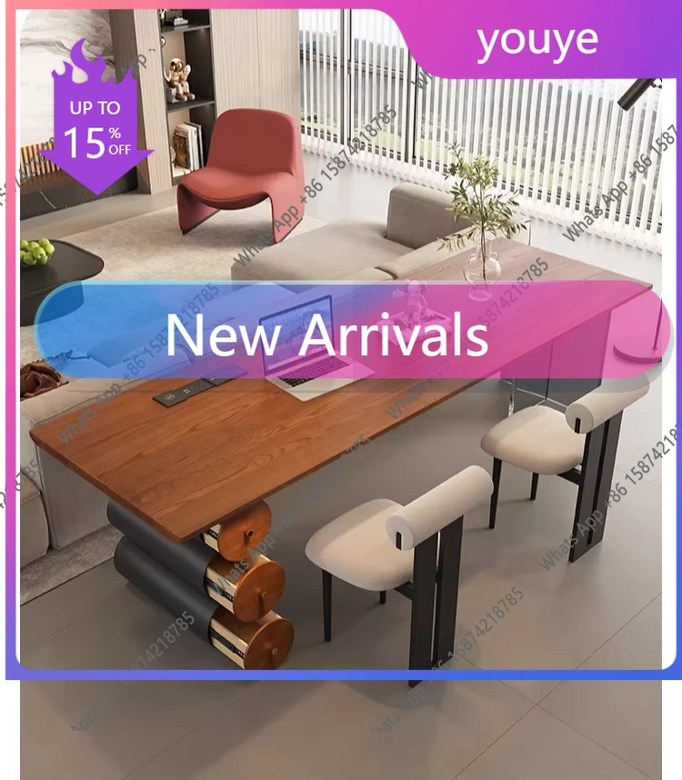 

Стол N62 из массива орехового дерева в средневековом стиле для гостиной, кабинета, двойной горизонтальный стол для чтения, длинный стол для прихожей/зоны отдыха у дивана