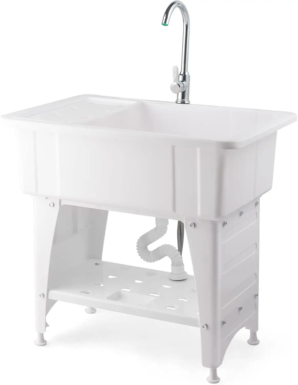 20-Gallon Utility Sink Laundry Tub for Washing Room, Freestanding Utility Sink with Stainless Steel Faucet, 22