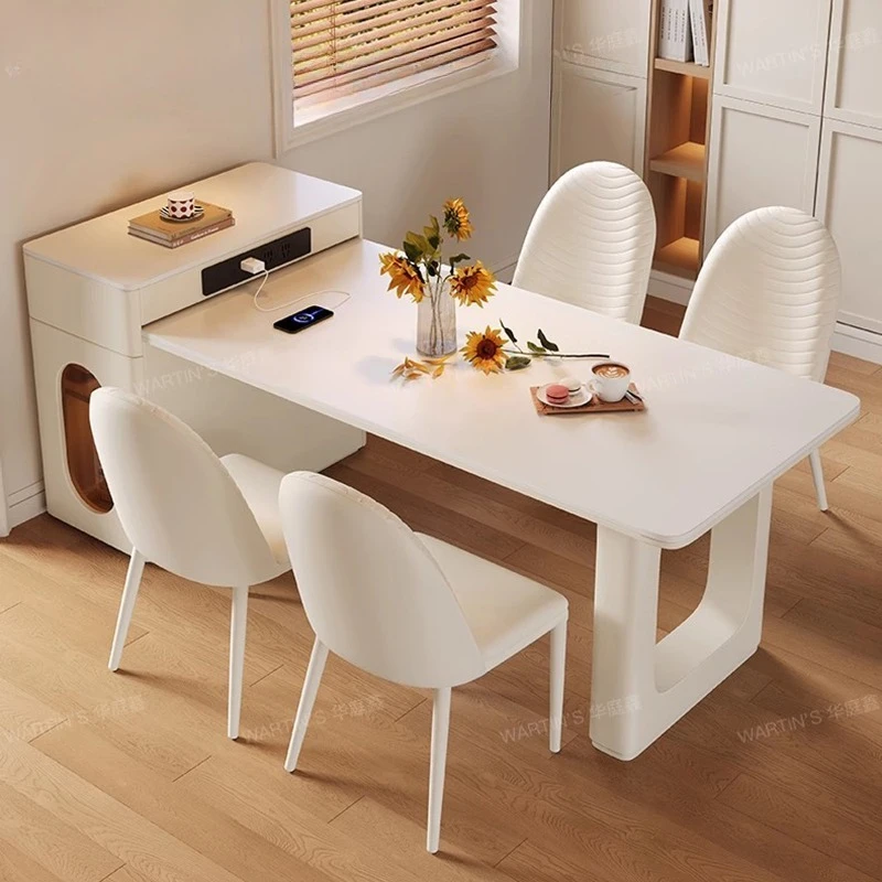 

Nordic Cream Style Quartz Kitchen Island Extendable Dining Table Compact Luxury Multifunctional Kitchen Home Furniture FYDT​