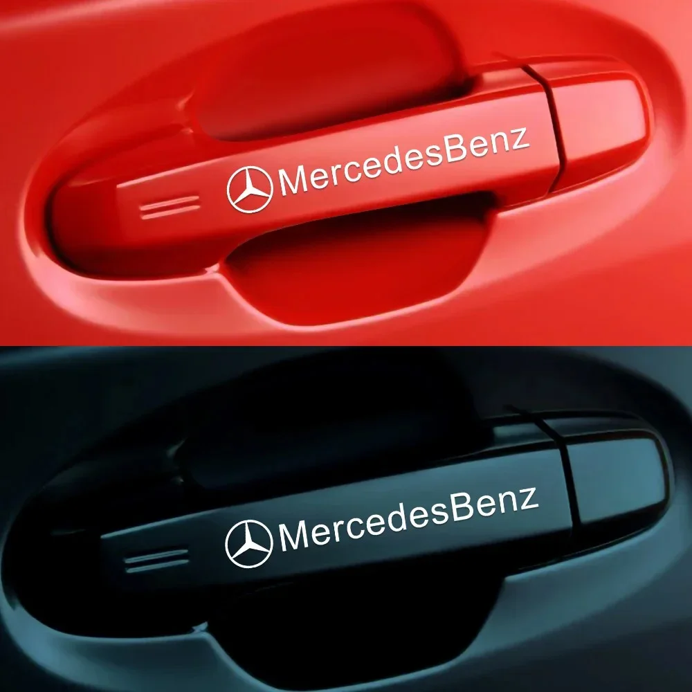 4pcs Car Door Handle Stickers Accessories For Mercedess Benz AMG W202 W203 W204 W205 W210 W211 W212 W213 W177 V177 W176 SL W169