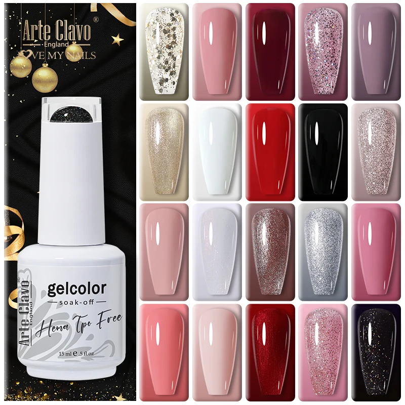 Arte Clavo 15ml Nude Gel Nail Polish Color Manicure Long Lasting Nails Art Base Top Glitter HEMA TPO FREE Gel Soak Off Varnishes