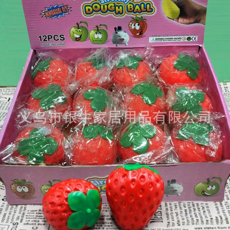 6/12pcs Strawberry stress ball Toy Ultra-Strawberry Design Stress Anxiety Relief Washable Office Desk Stress Relief Gifts