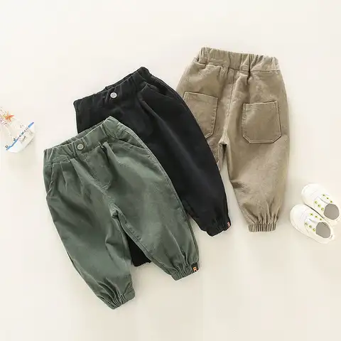 한국어 봄 유아 Babys 소년 바지 코튼 솔리드 캐주얼 Harrem 바지 어린이 소년 간단한 유아 소년 카고 바지