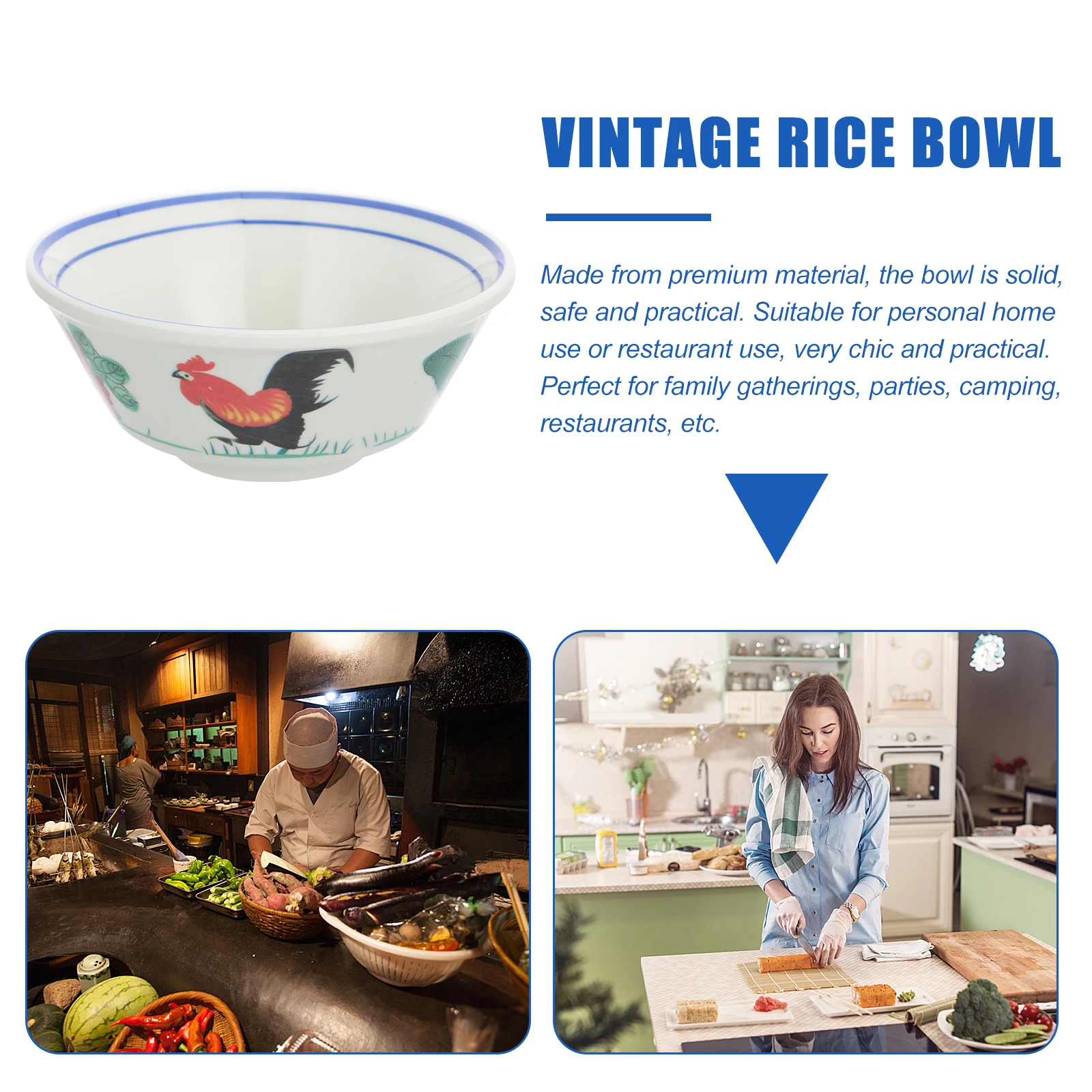 

Retro Rice Vintage Chicken Soup Serving Bowl For Restaurant Home Kitchen Food Container Creative Tableware Set Kitchen