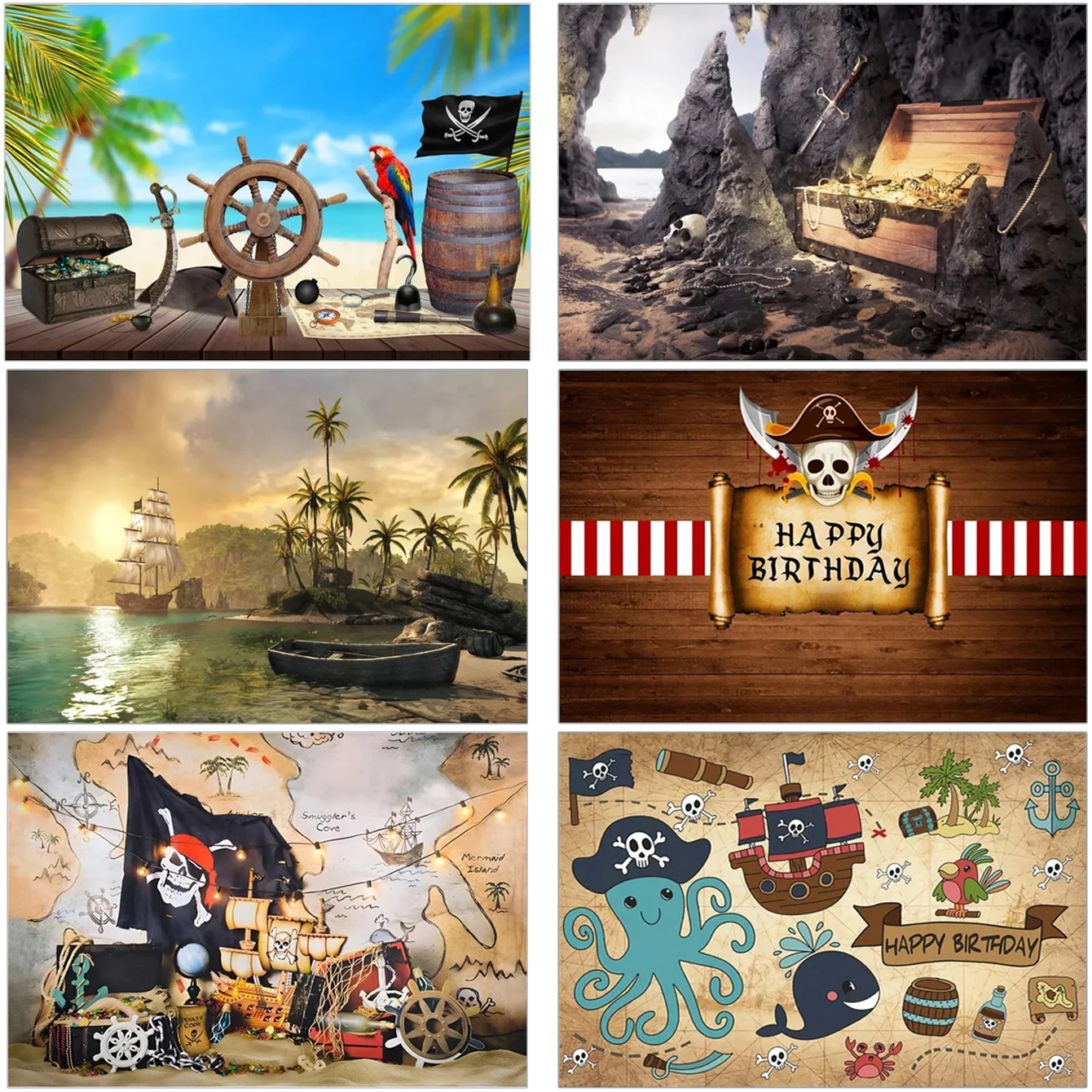 Pirate Background Image Old Treasure World Map Birthday Party Photography Decoration Background Cloth