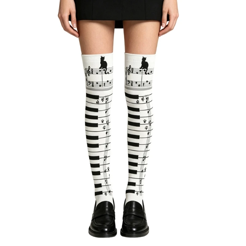 367C Over The Knee Socks Concert Themed Overknee Socks For Festive Gatherings