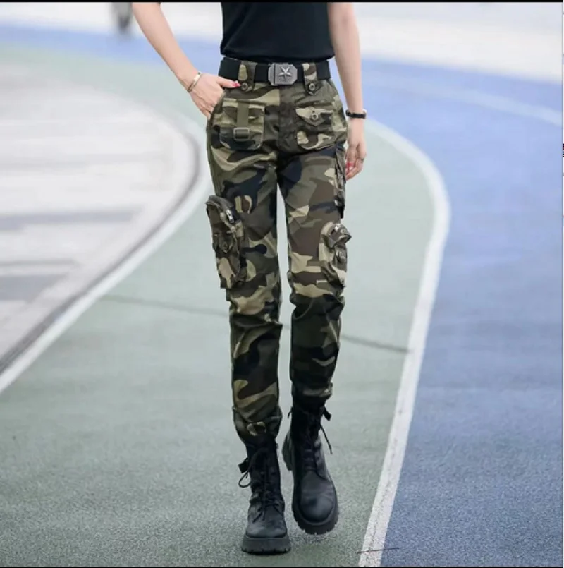 New Women Cotton Cargo Pants Army Fans Hiking Casual Pants Outdoor Sport Military Tactical Trousers