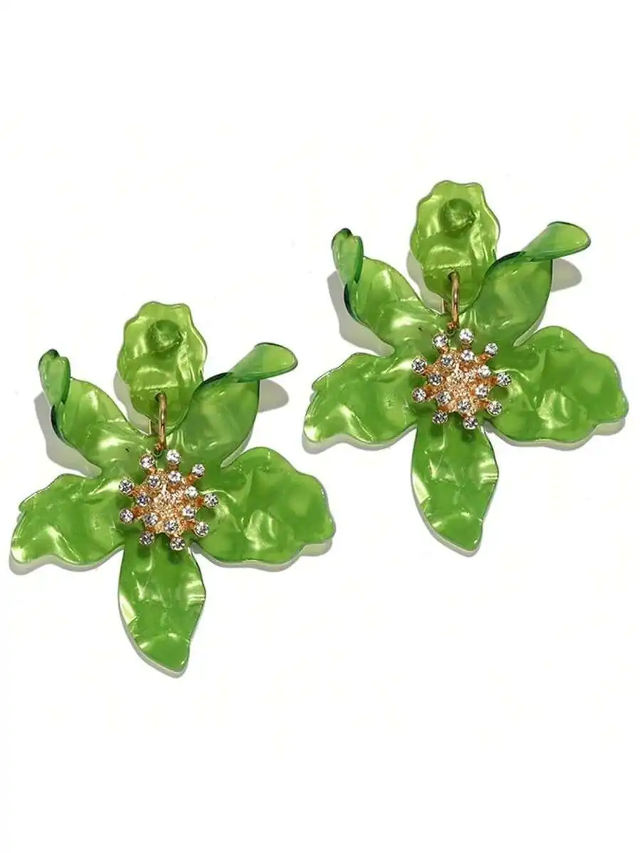 

Bohemian Oversized Acrylic Resin Flower Dangle Earrings For Women Statement Jewelry Gift