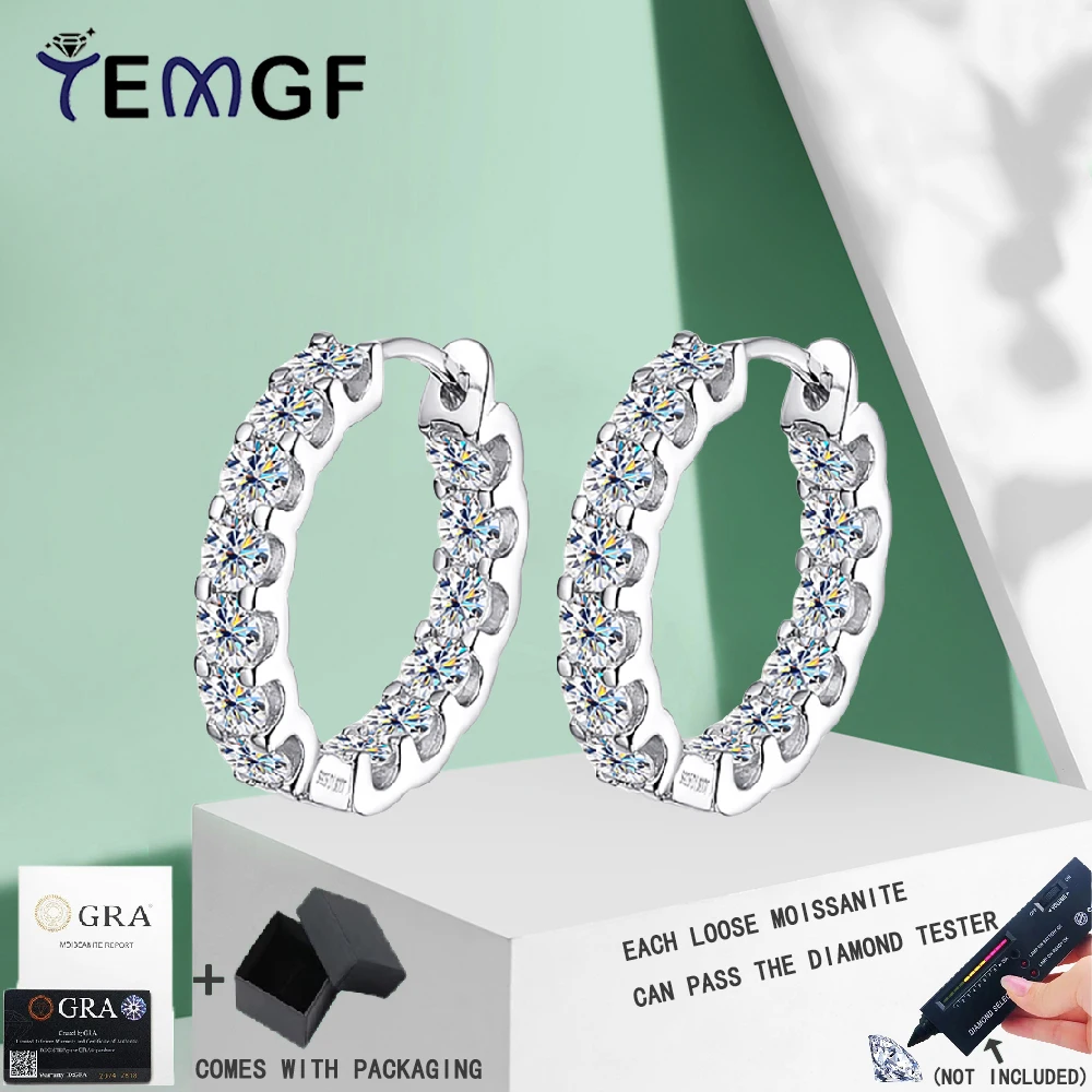 

TEMGF Full 3mm Moissanite Earrings GRA Certified S925 Sterling Silver 18K Plated Ear Studs for Women Fashion Party Fine Jewelry