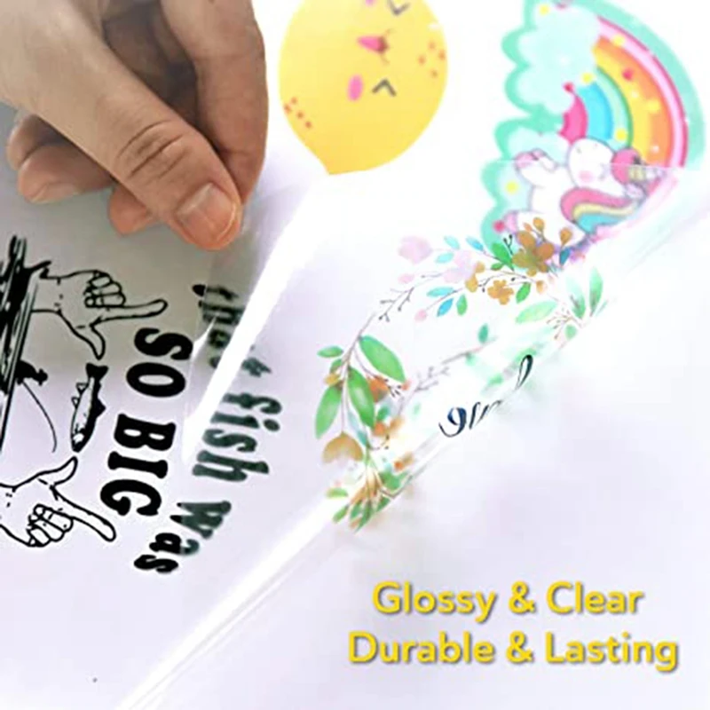 Printable Vinyl Sticker Paper Self-Adhesive Waterproof White For & Inkjet Printer 8.5X11 Inch