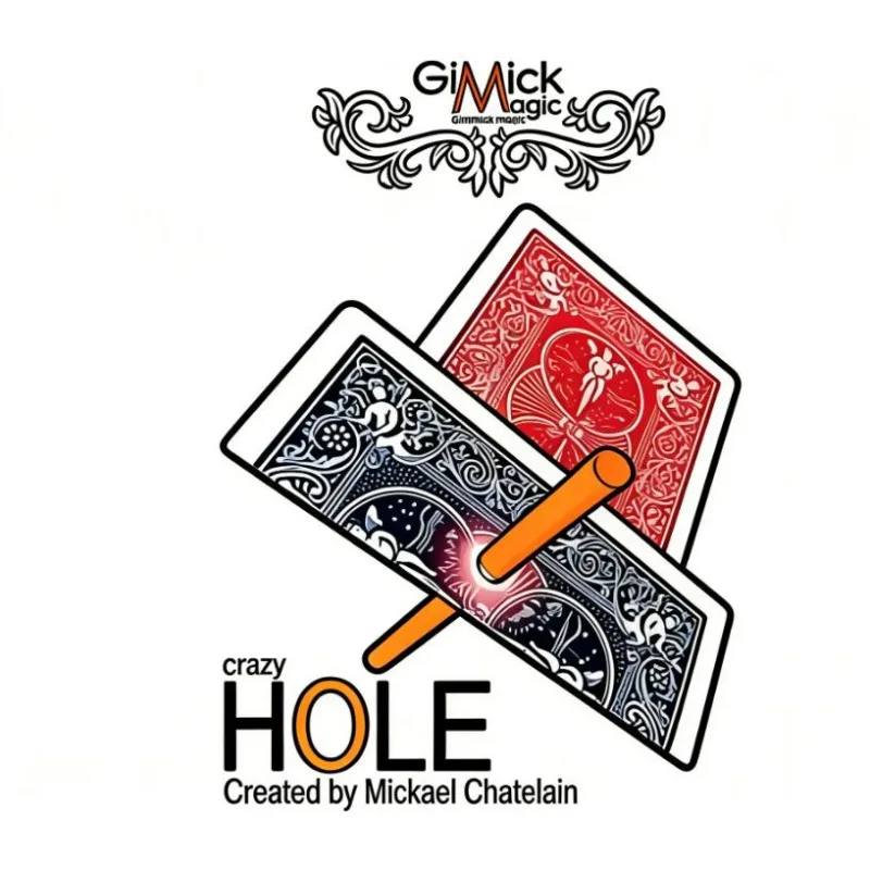 

CRAZY HOLE by Mickael Chatelain Magia Card Visual Penetration Magic Tricks Close Up Illusion Gimmick Props Magician Professional
