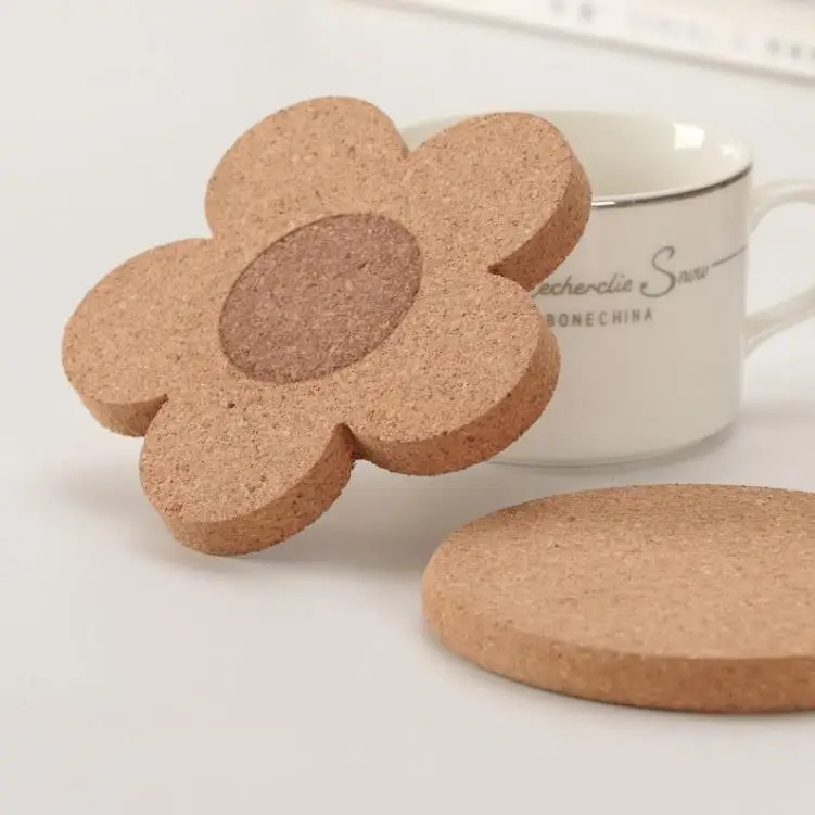 200Pcs Cork Coasters Drinks Reusable Coaster Natural Cork 4 inch Flower Shape Wood Coasters For Desk Glass Table  SN4380