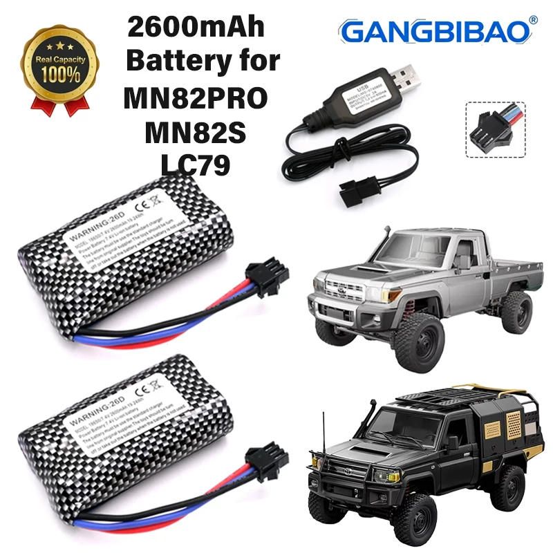 Remote Control Car 7.4V 2600mah Battery Charger LC79 MN82 MN128 MN78 for Watch Gesture Sensing Twisted RC Stunt Car SM3p