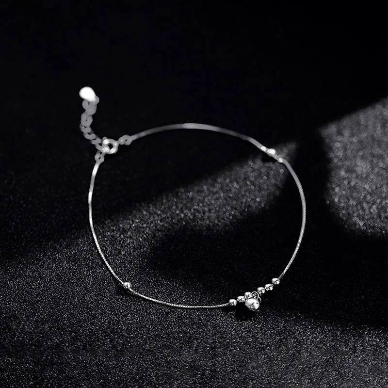 Japanese Korean Simple Round Bead Bell Anklet for Women Niche Design High Sense Versatile Sweet Elegant Charming Foot Jewelry