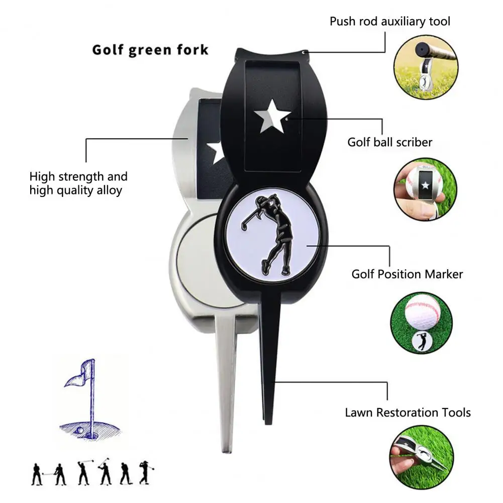 Golf Pitch Marker 4 In 1 staccabile Mark/Scriber Lawn Restoration Design In lega di zinco Golf Green Divot Fork forniture da Golf