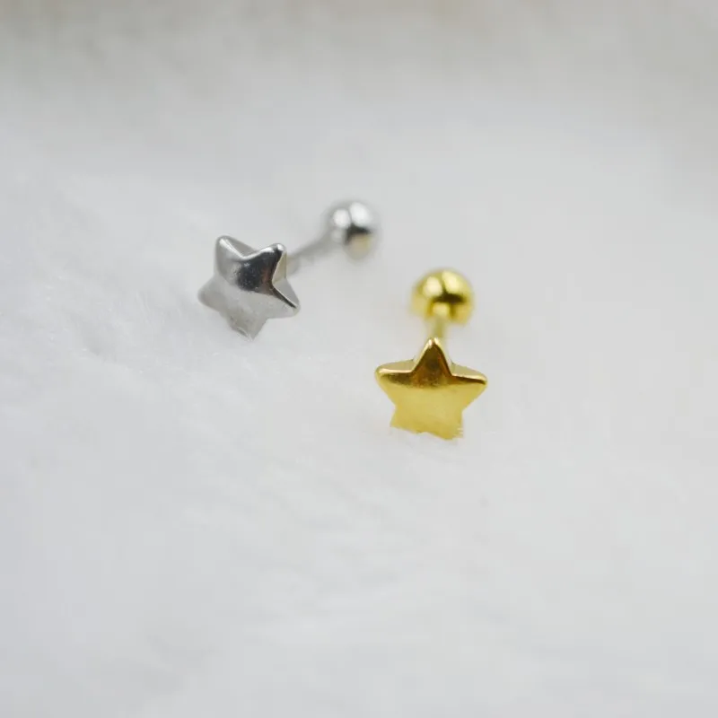 50pcs/Lot  Surgical Steel Tongue Ring Bar Star Nipple Straight Barbells  Body Piercing Jewelry 1.6X16MM NEW