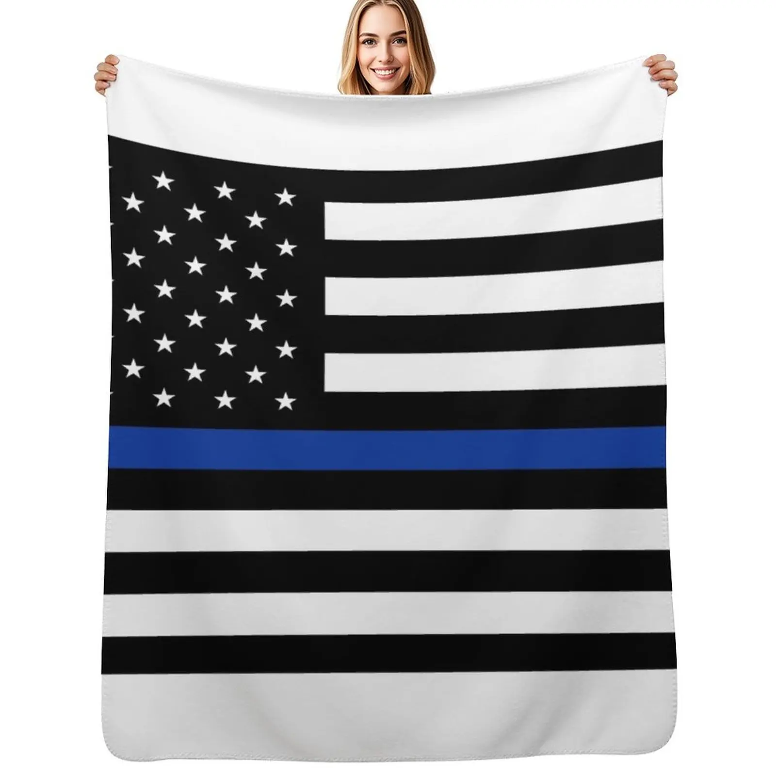 

Thin Blue Line Flag Throw Blanket valentine gift ideas Plaid on the sofa Blankets For Baby Sofas Blankets