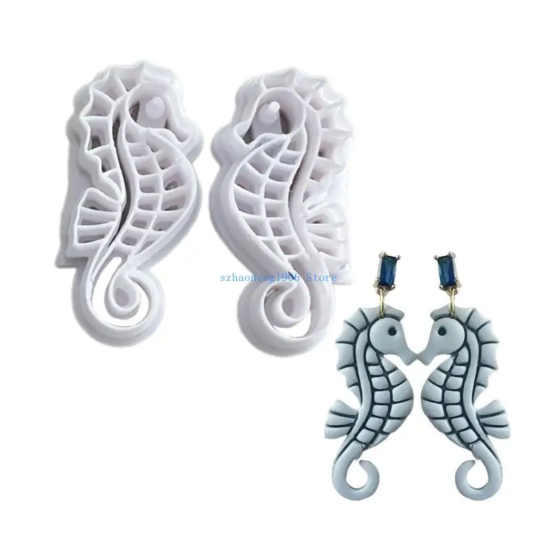

85LF Multifuntional Clay Earring Shaping Tool Clay Cutter Seahorse/Jellyfish Jewelry Making Tool Earrings Cutting Molds