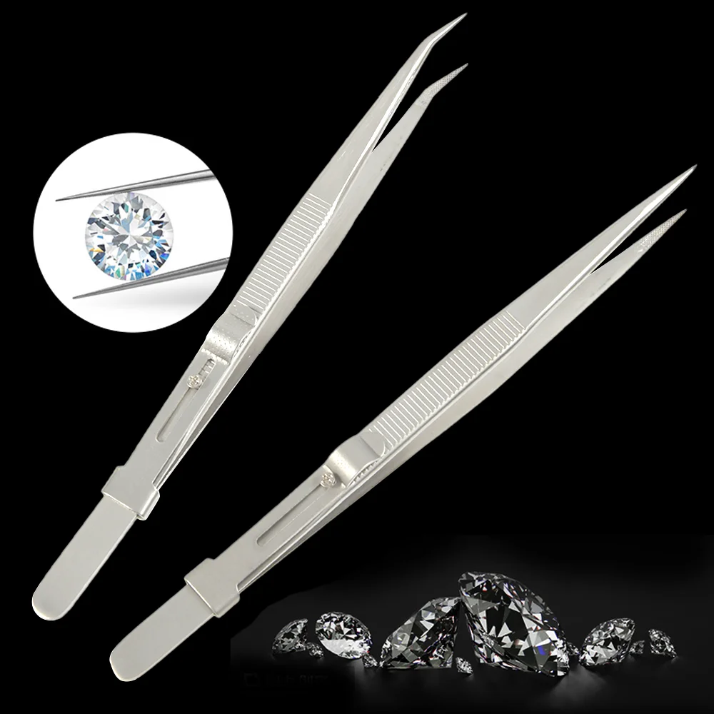 Professional Stainless Steel High Quality Jewelry Tweezers for DIY Diamond Gem Jewelry Slotted Stainless Steel Tweezers