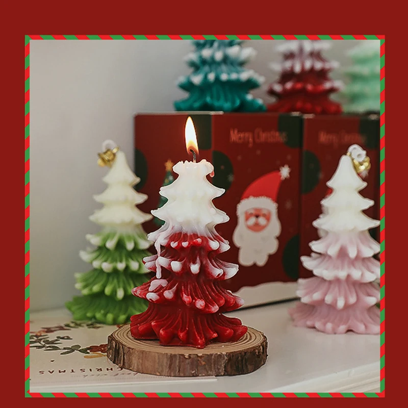 Creative New Christmas Tree Scented Candle Silicone Mold 2024 New Year Decor Resin Mould Snowman Scented Candles Gift Home Decor