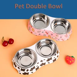 New Pet Double Bowl Non slip Stainless Steel Melamine A5 Durable Dog Bowl Cat Bowl Pet Food and Drink Basin Pet Supplies