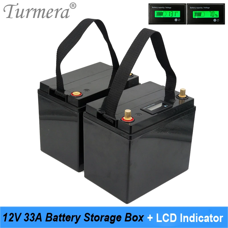 

Turmera 12V 33A Battery Storage Box Handheld LCD Indicator for 18650 26650 32700 Lifepo4 Lithium Batteries Repalce 12V Lead-Acid