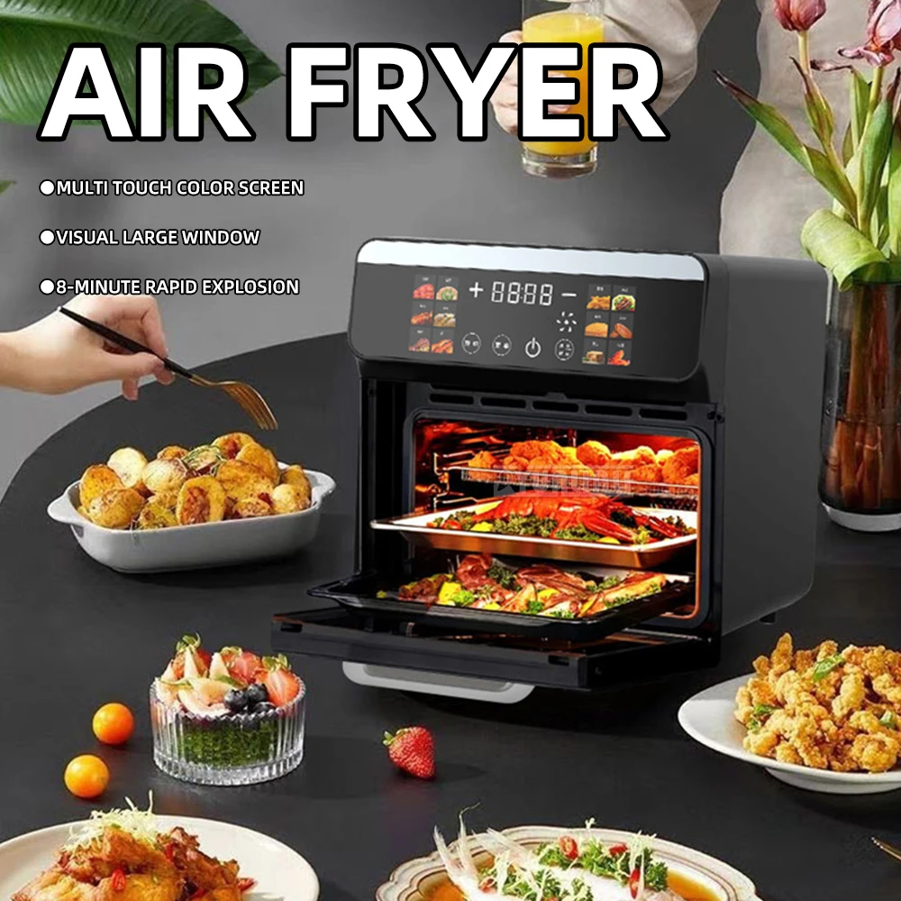 Fritadeira Elétrica com Tela Sensível ao Toque e Janela de Visualização, Aparelho de Cozinha Inteligente