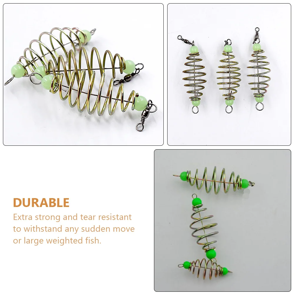 

20 Pcs Luminous Bead Spring Bait Hanger Equipment Carp Fishing Cage Holder Carbon Steel Feeder