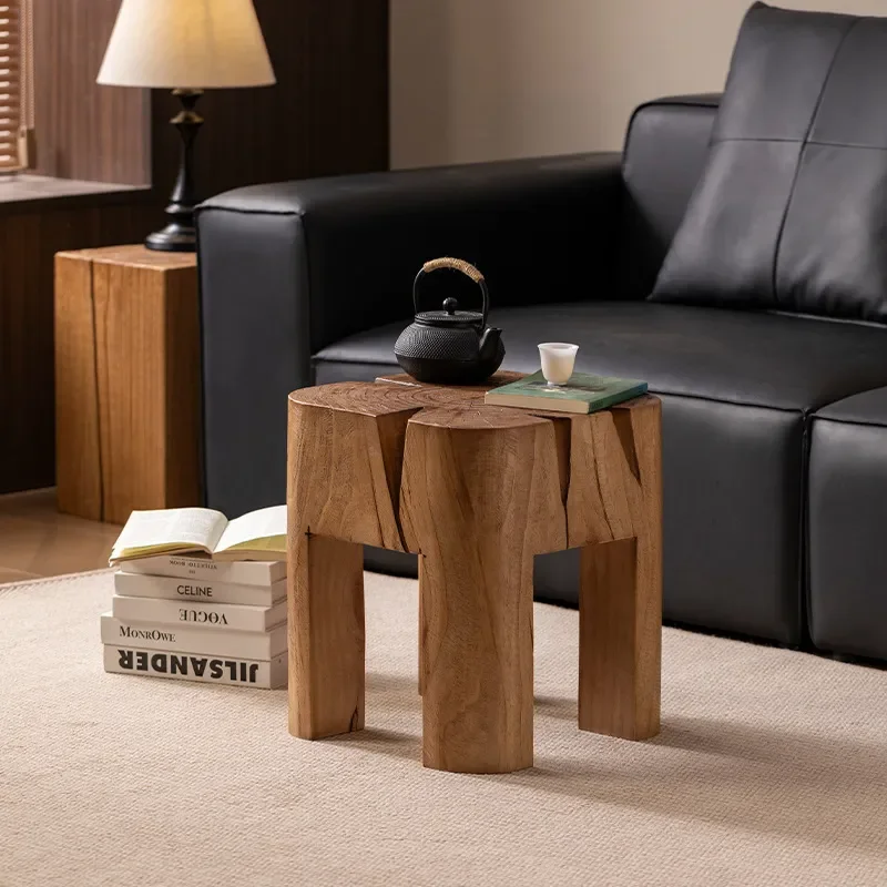 or Solid Wood Pier Log Root Carving Stool B&B Hotel Side Wooden Pile Corner Shoe Changing Stool Design Ornament Low Stool