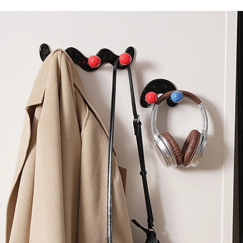 W-shaped Ceramic Hook Hole Free Door Storage Rack Modern Home Wall Decoration Clothes and Hats