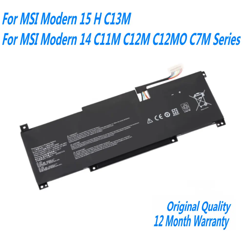 

11.4V 3448mAh/39.3WH BTY-M494 Laptop Battery For MSI Modern 15 H C13M For MSI Modern 14 C11M C12M C12MO C7M Series 3ICP5/71/74