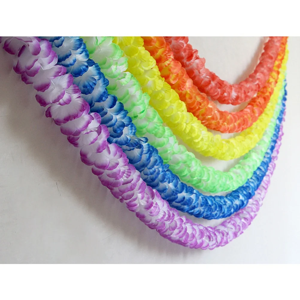 

6 Pcs Flower Lei Garland Outdoor Party Decoration Hawaiian Luau Wreath Jungle Theme Event Supplies Reusable Festoon for Wall