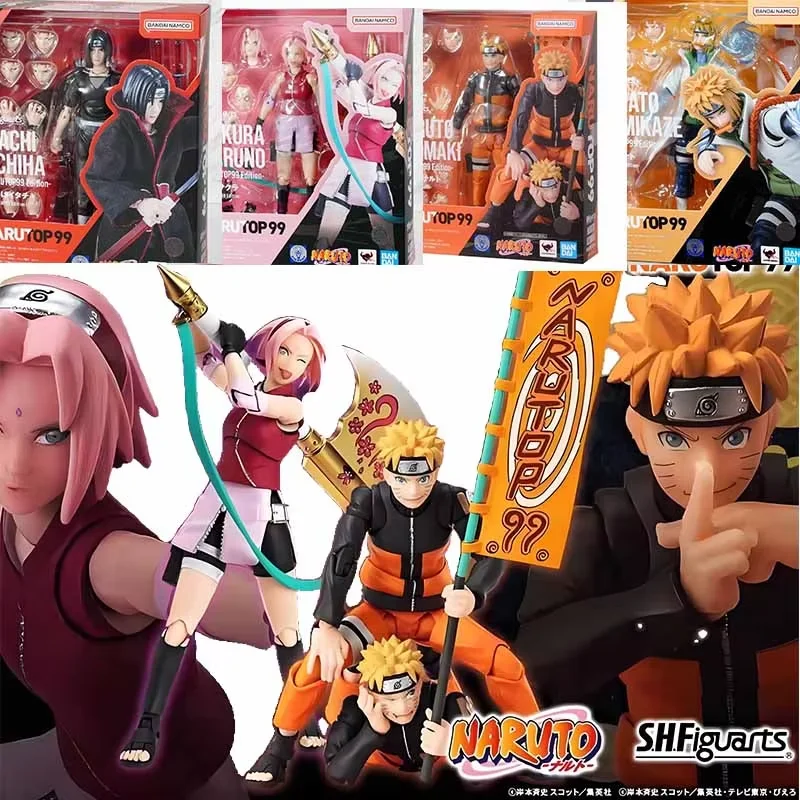 

Bandai Original SHF NARUTOP99 EDITION SAKURA HARUNO MINATO NAMIKAZE ITACHI UCHIHA Action Figure Toys For Boys /Girls