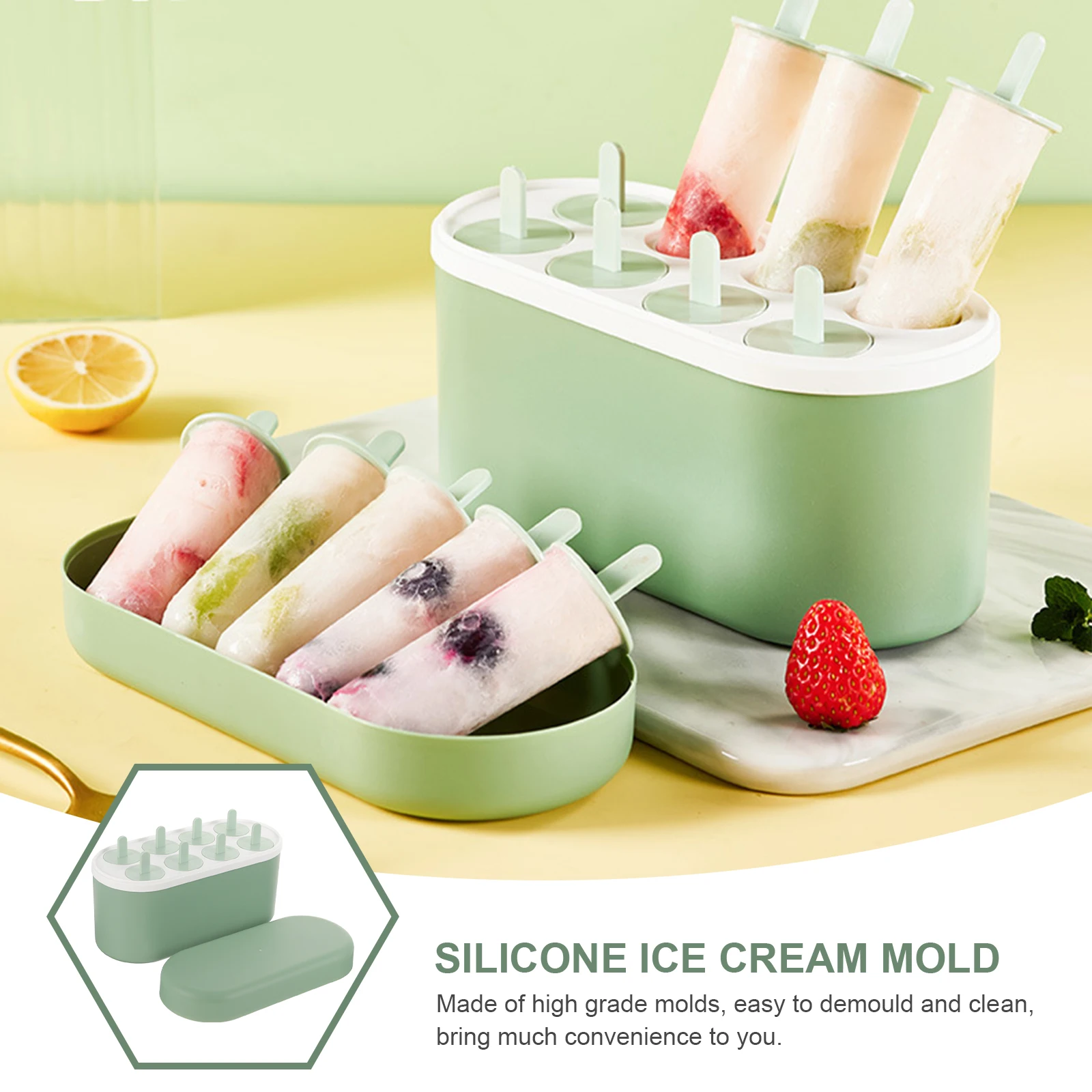 

Ice Cream Mold Silicone Lollipops Molds Kids Toddler Food Stick Reusable Tubes Summer Gel Creative Design Outdoor Dining Camping