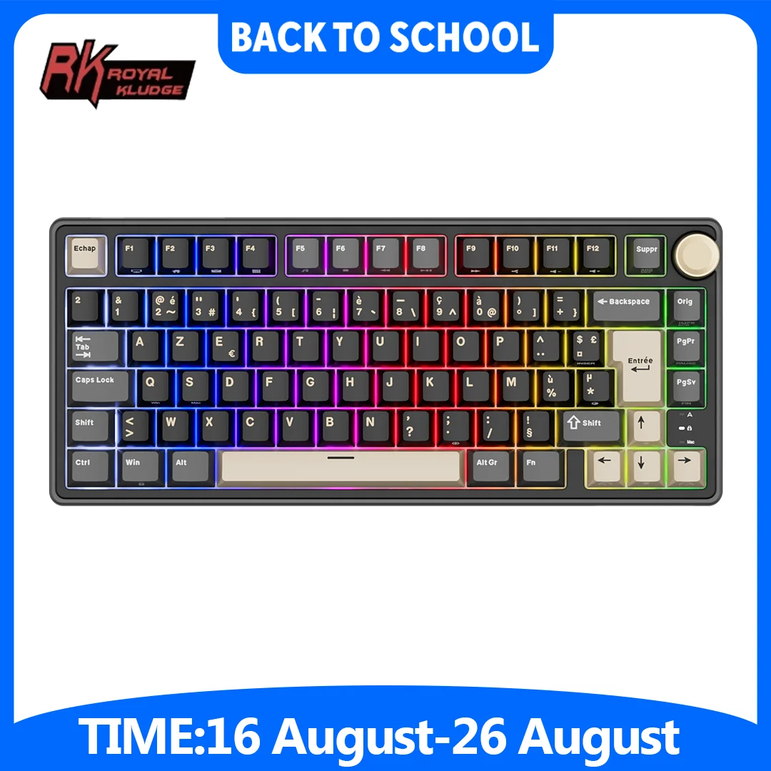 Royal Kludge RK R75 clavier de jeu filaire 80 touches 80% joint rvb rétro-éclairé clavier mécanique remplaçable à chaud avec capuchons de touches MDA PBT